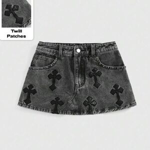 Embroidered cross skirt Romwe Shein